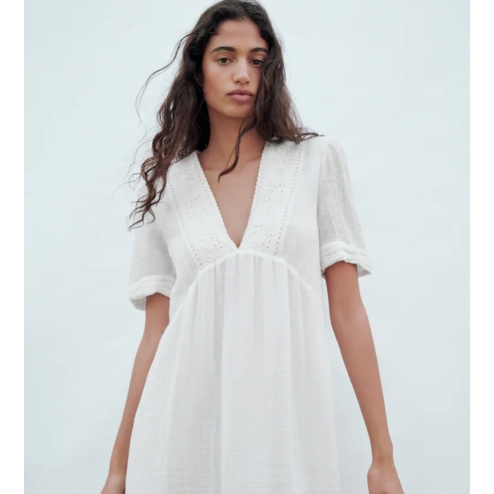 Zara Linen Blend Dress Size M NWT